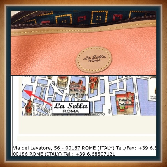 La Sella Roma Peach 🍑 Italian Leather Makeup Bag - Picture 7 of 9